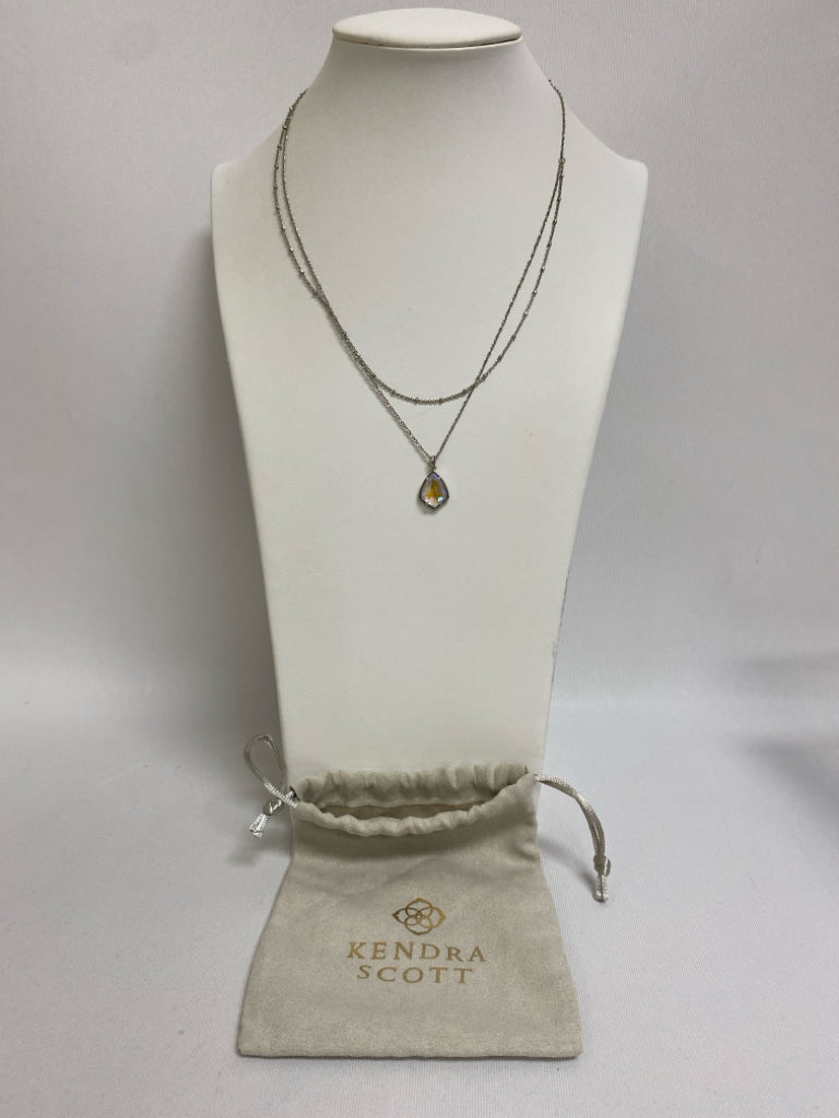 Kendra Scott Silver Color Iridescent Jeweled Necklace