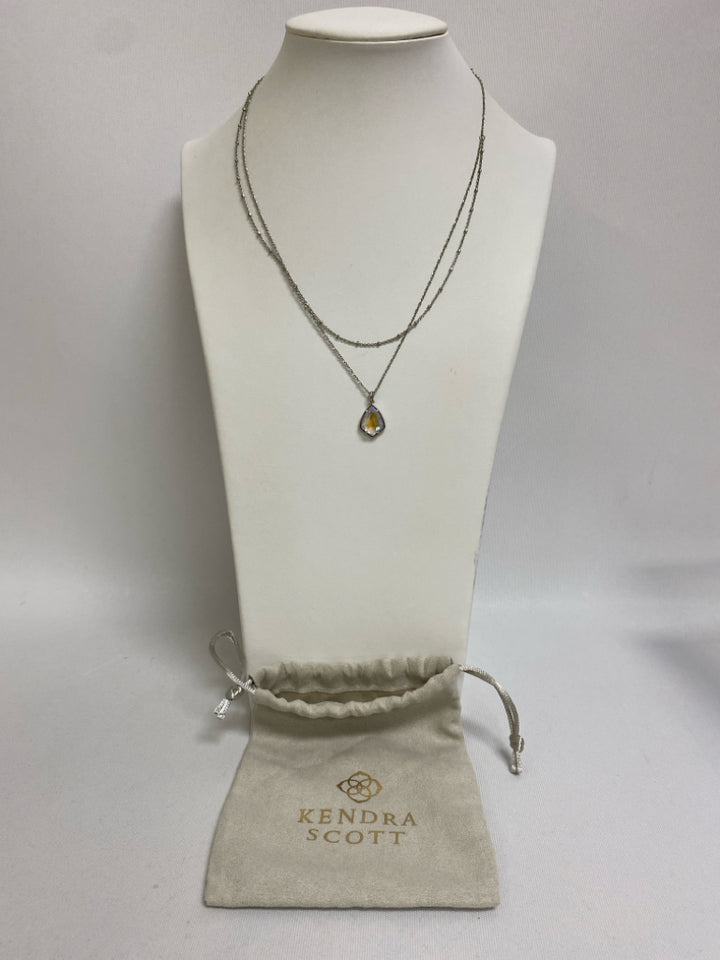 Kendra Scott Silver Color Iridescent Jeweled Necklace