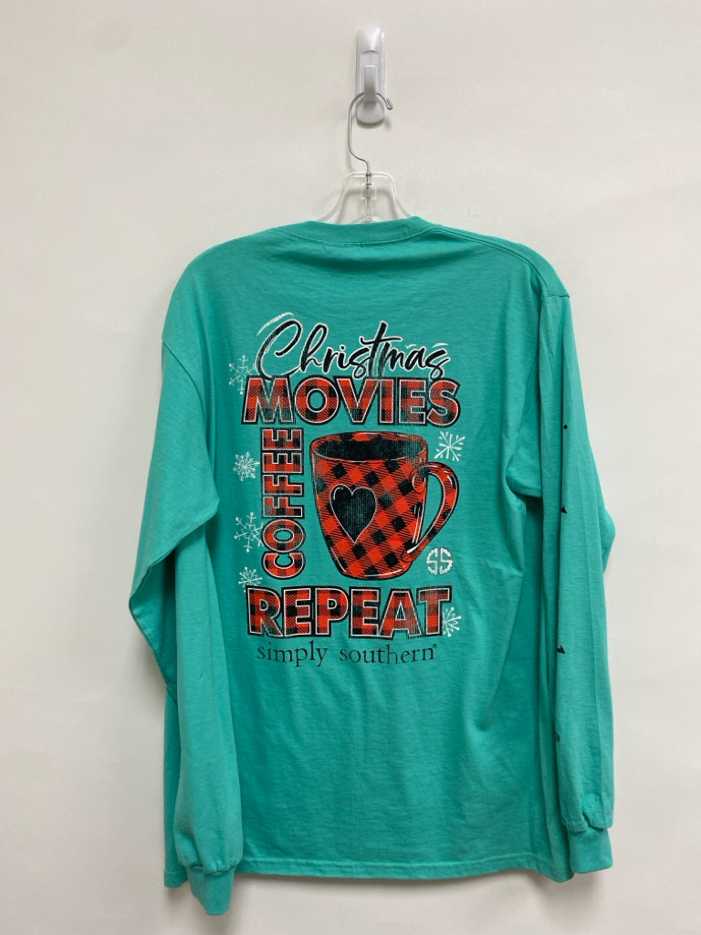 NWT Simply Southern Size M Aqua Red/Black Ladies Top