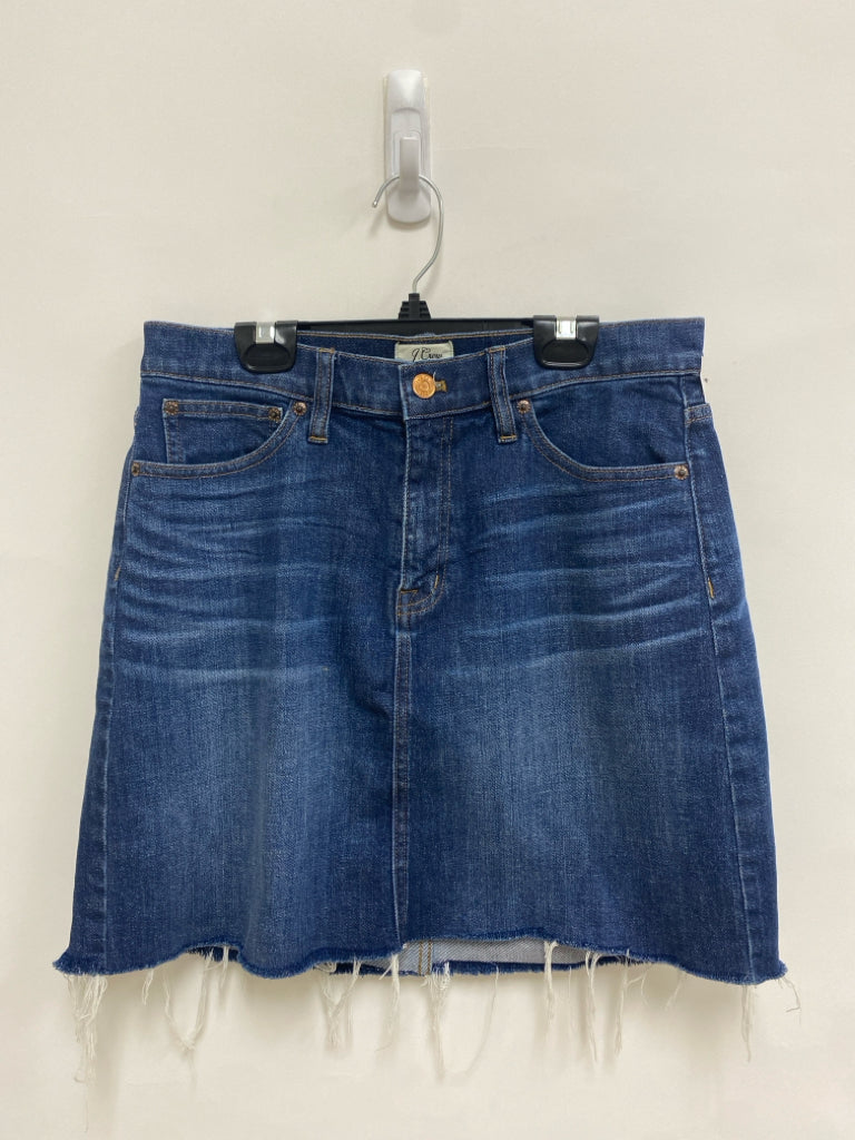 J Crew Size 27 Blue Denim Fringe Ladies Skirt