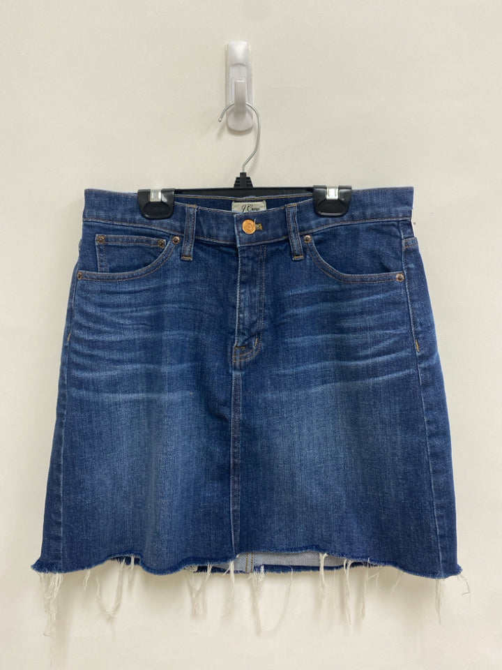 J Crew Size 27 Blue Denim Fringe Ladies Skirt