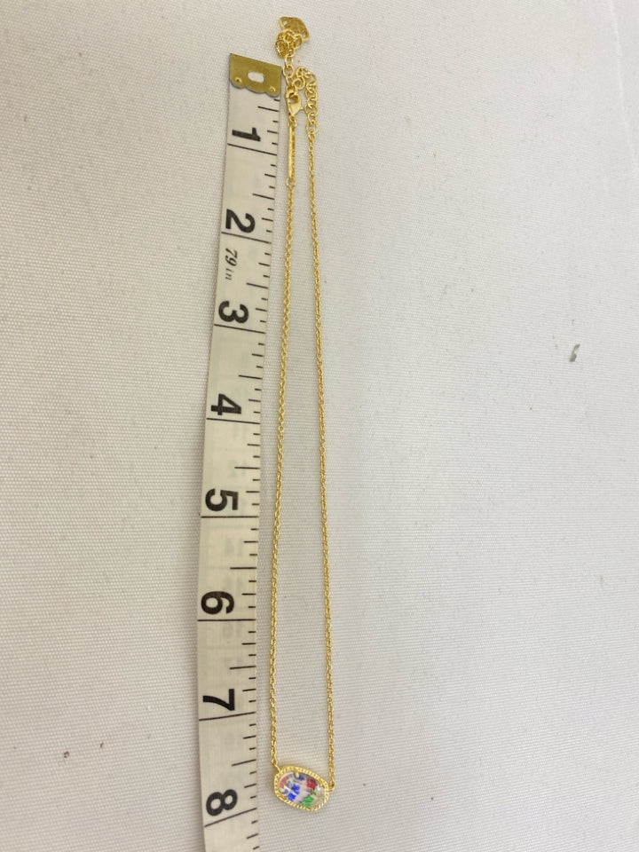 NEW/PKG Kendra Scott Gold Color Red/White/Blue Star(s) Necklace