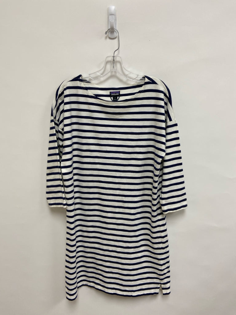 Patagonia Size M White Navy Striped Ladies Dress