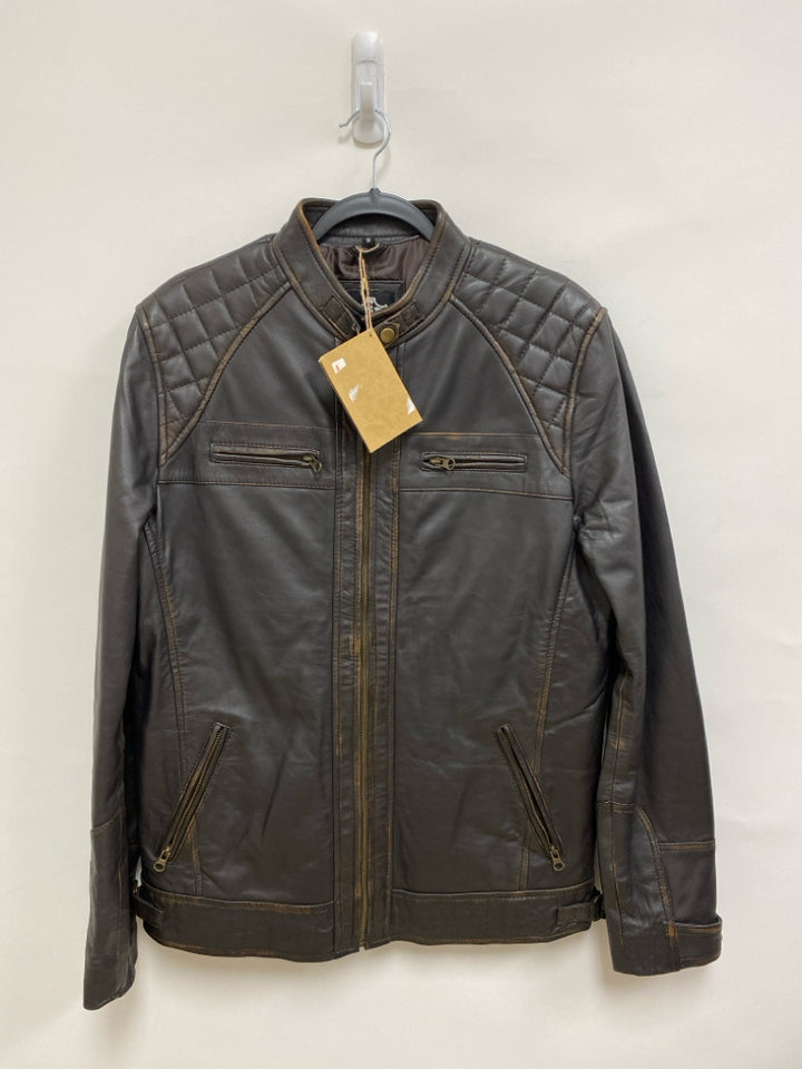 NWT Size M Espresso Zip Down Leather Ladies Jacket