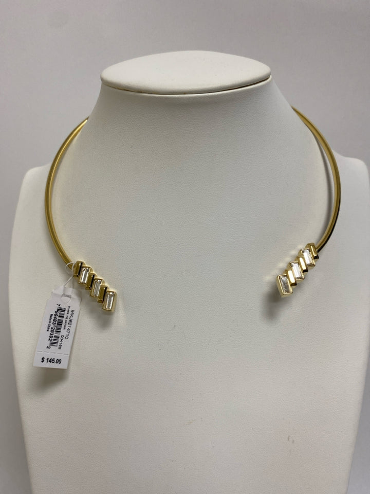 NWT Michael Kors Gold Color Clear Jeweled Necklace