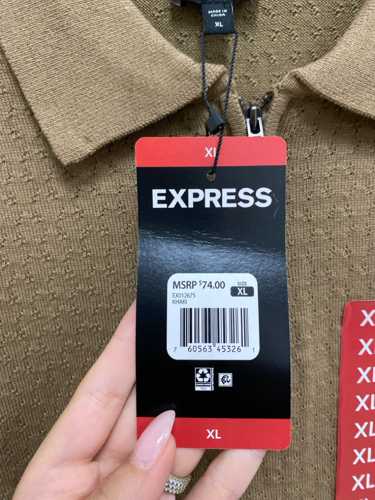 NWT Express Size XL Dark Khaki Quarter Zip Men&