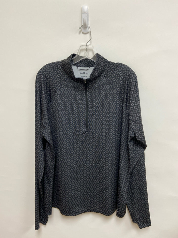 L L Bean  SIZE  1X Black Taupe Squares Quarter Zip Plus Size Top