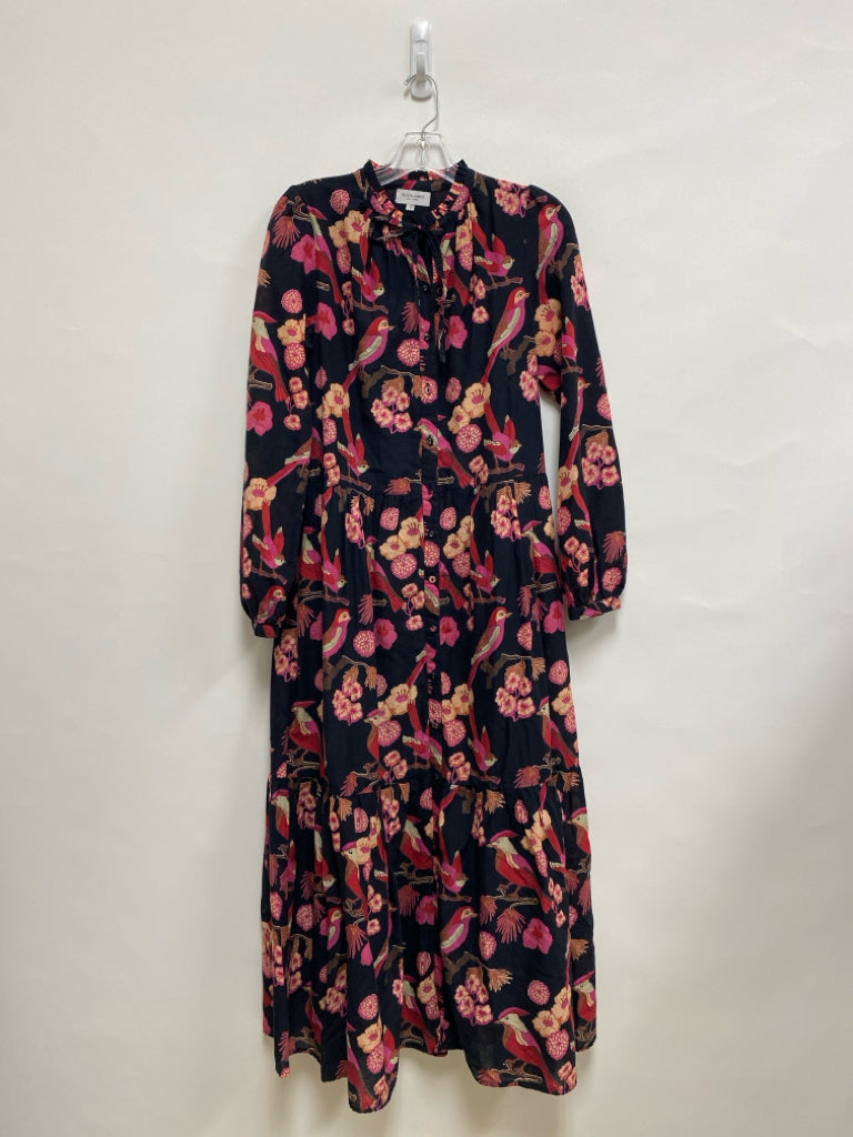OLIVIA JAMES Size S Black Red/Pink Birds Ladies Dress