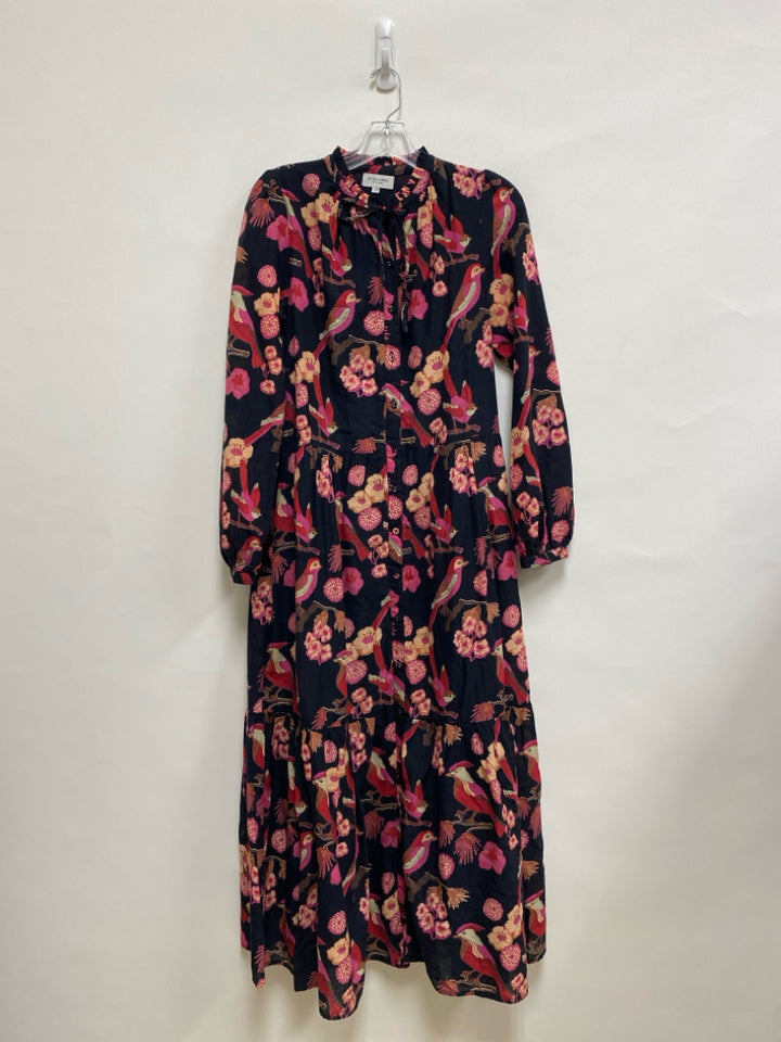OLIVIA JAMES Size S Black Red/Pink Birds Ladies Dress