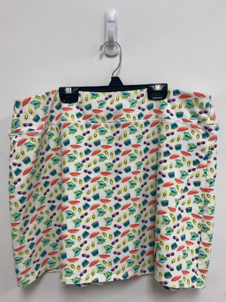 intro. Size XL Cream/Coral Yellow/Multi Umbrella Ladies Skort