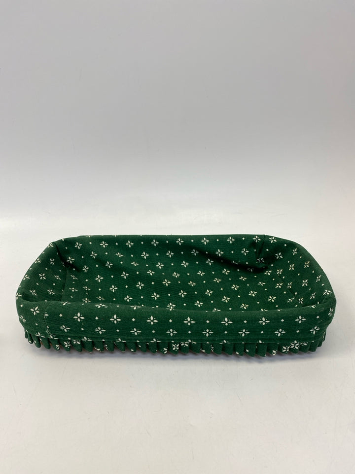 Longaberger Brown Green/White Woven Wood Basket