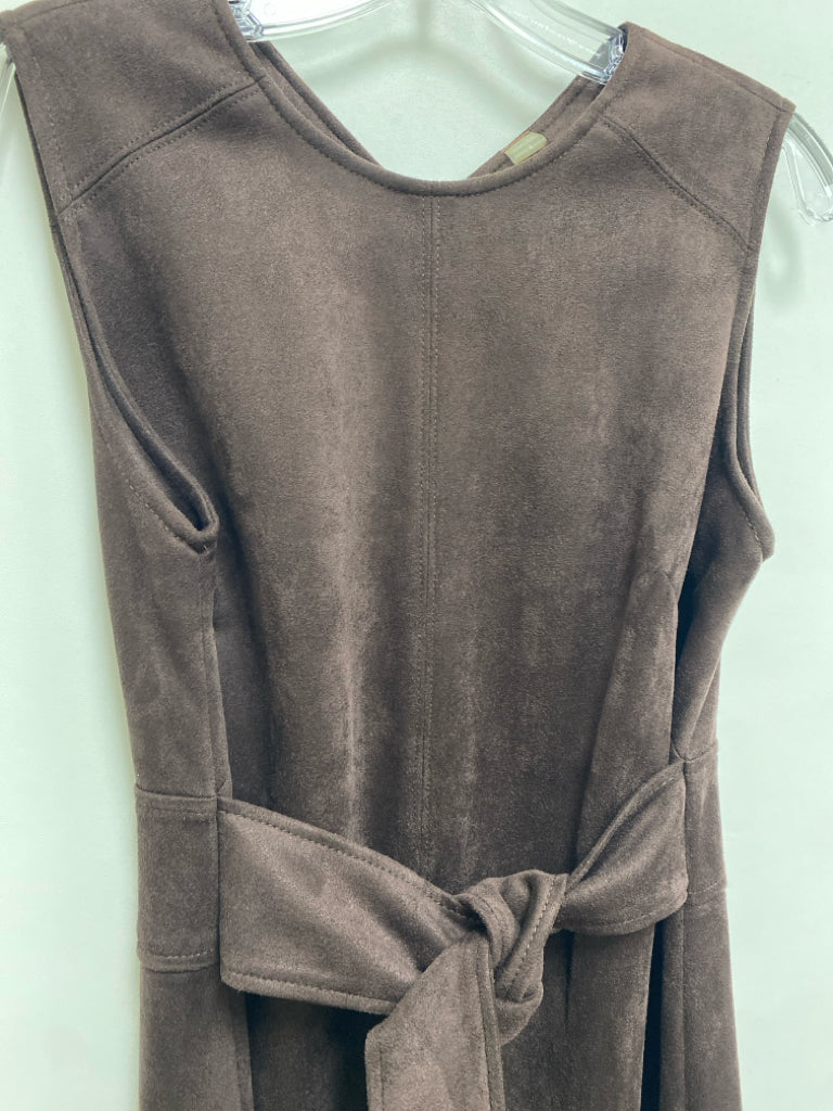 Calvin Klein Size 6 Espresso Sleeveless Faux Suede Ladies Dress