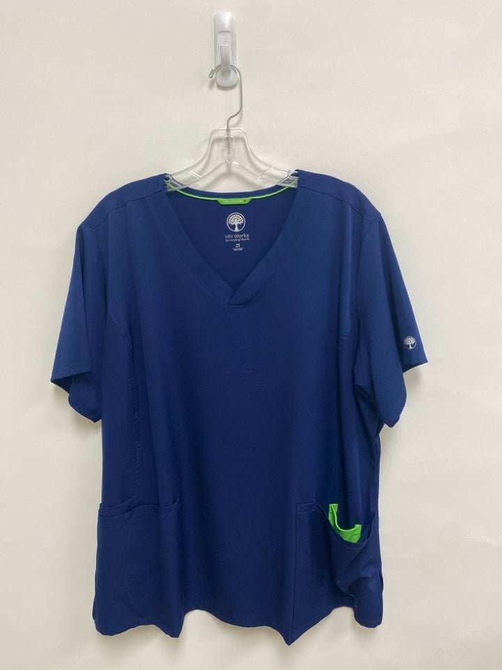 Healing Hands  SIZE  2X Navy Plus Size Uniform Top