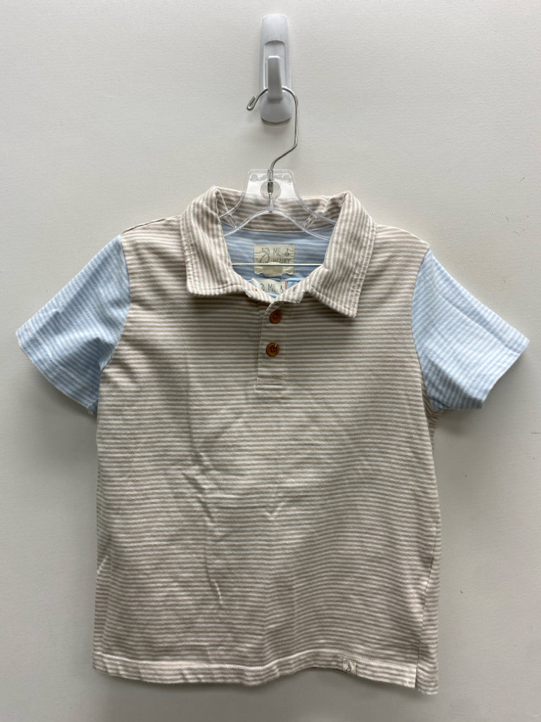 SIZE 5/6 White/Blue Beige Stripes Boy&