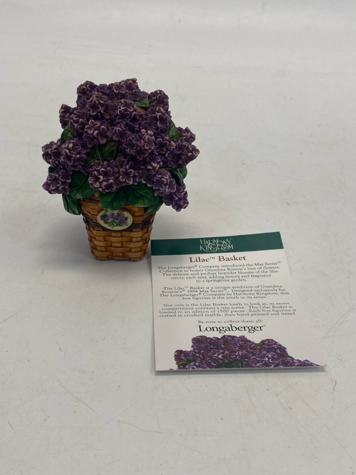 Longaberger Harmony Kingdom Lilac Basket Mini Trinket  Box