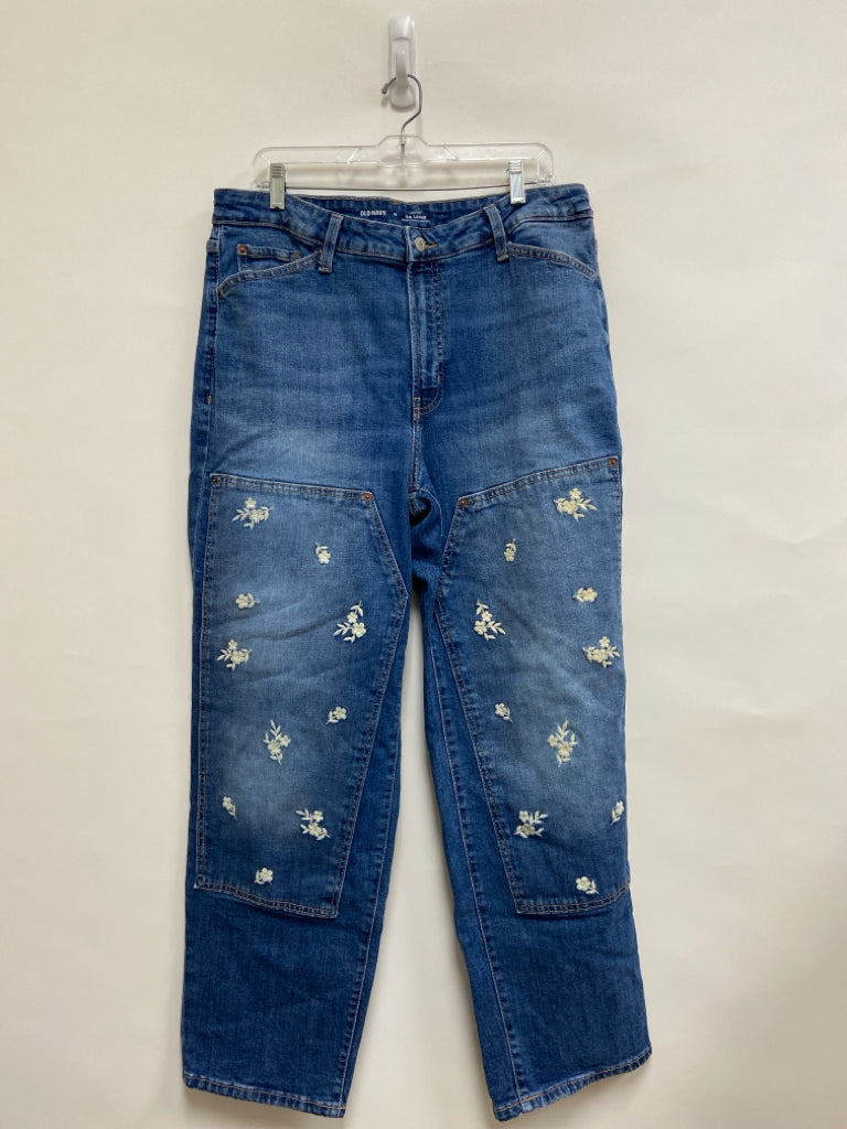 Old Navy  SIZE  16 Faded Denim Embroidered Wide Leg Plus Size Jeans