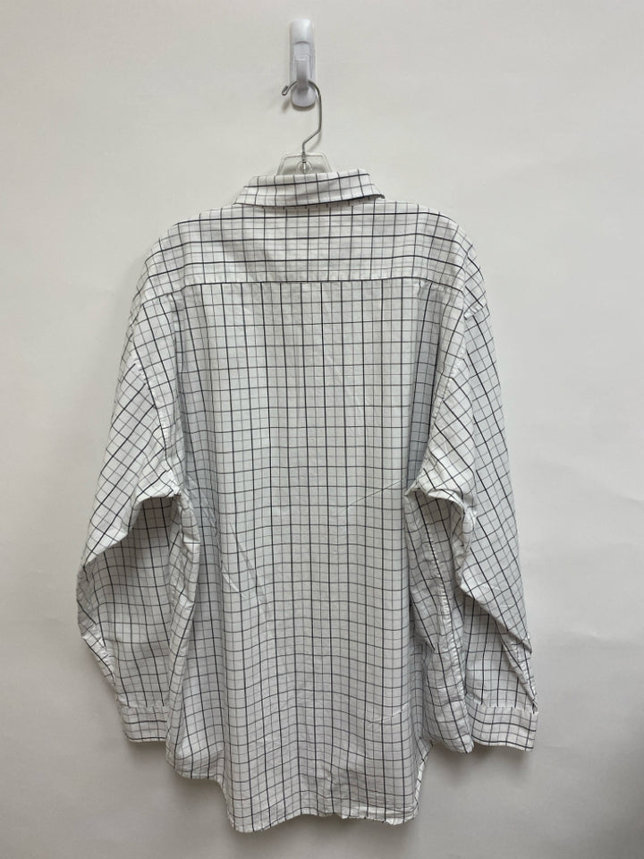 Size XXL White/Gray Windowpane Button Up Men&