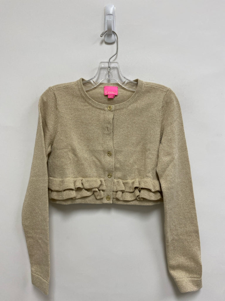 LILLY PULITZER SIZE 12/14 Beige Gold Sparkle Cardigan Girl&