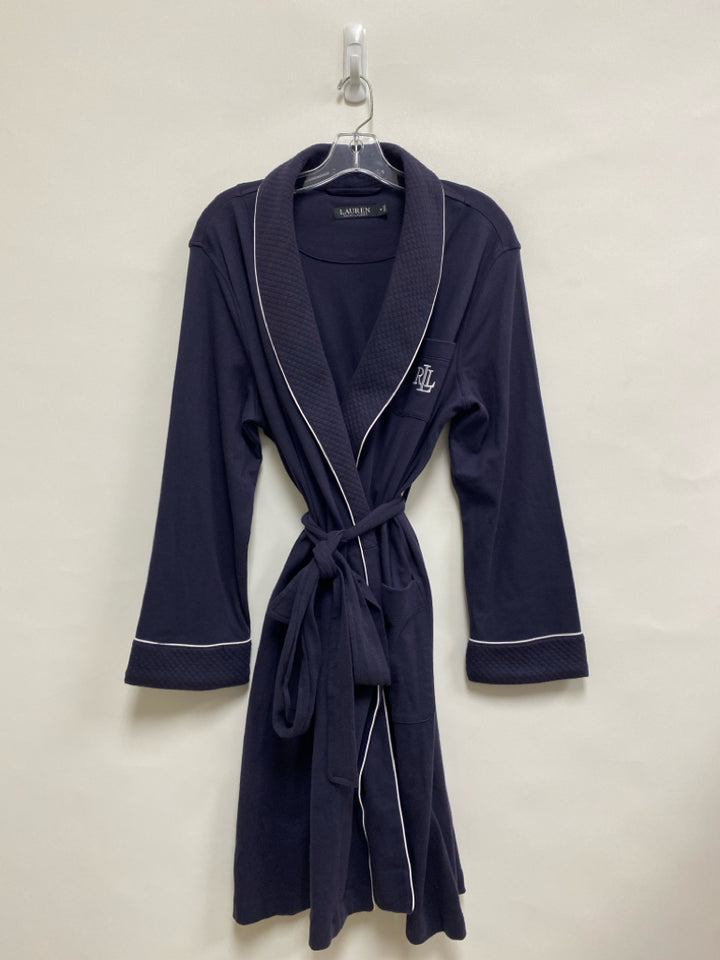 Lauren Ralph Lauren Size M Dark Navy White Trimmed Ladies Robe