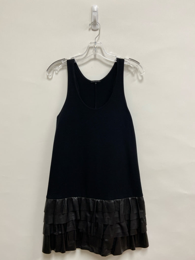 Theory Size 4 Black Sleeveless Faux Leather Ladies Dress
