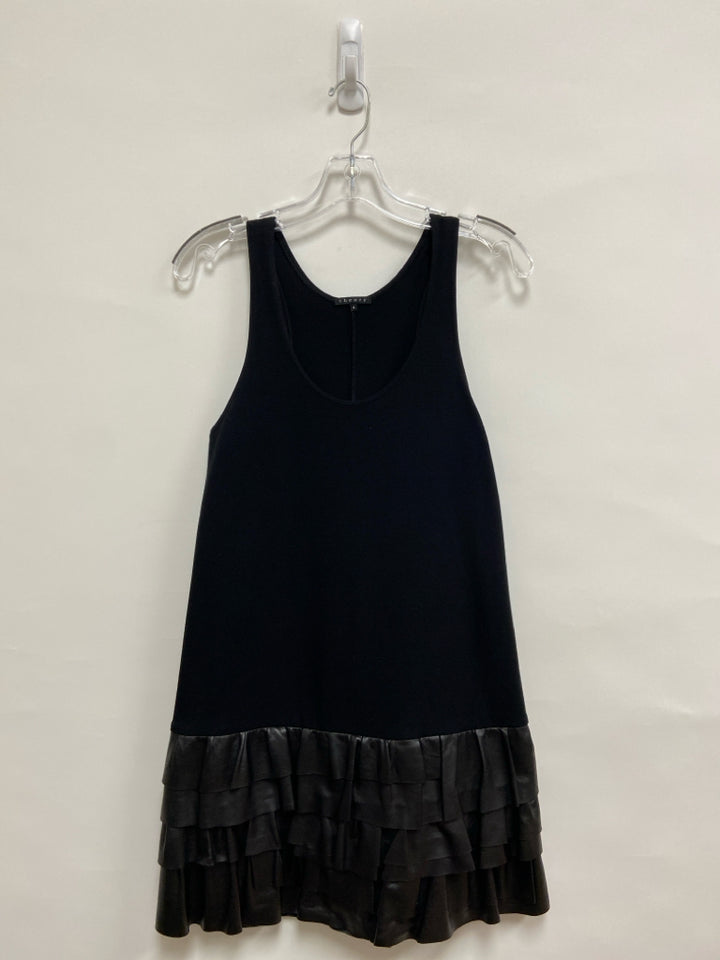 Theory Size 4 Black Sleeveless Faux Leather Ladies Dress