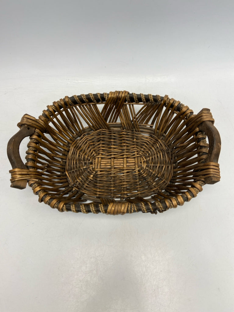 Brown Basketweave Wood Basket