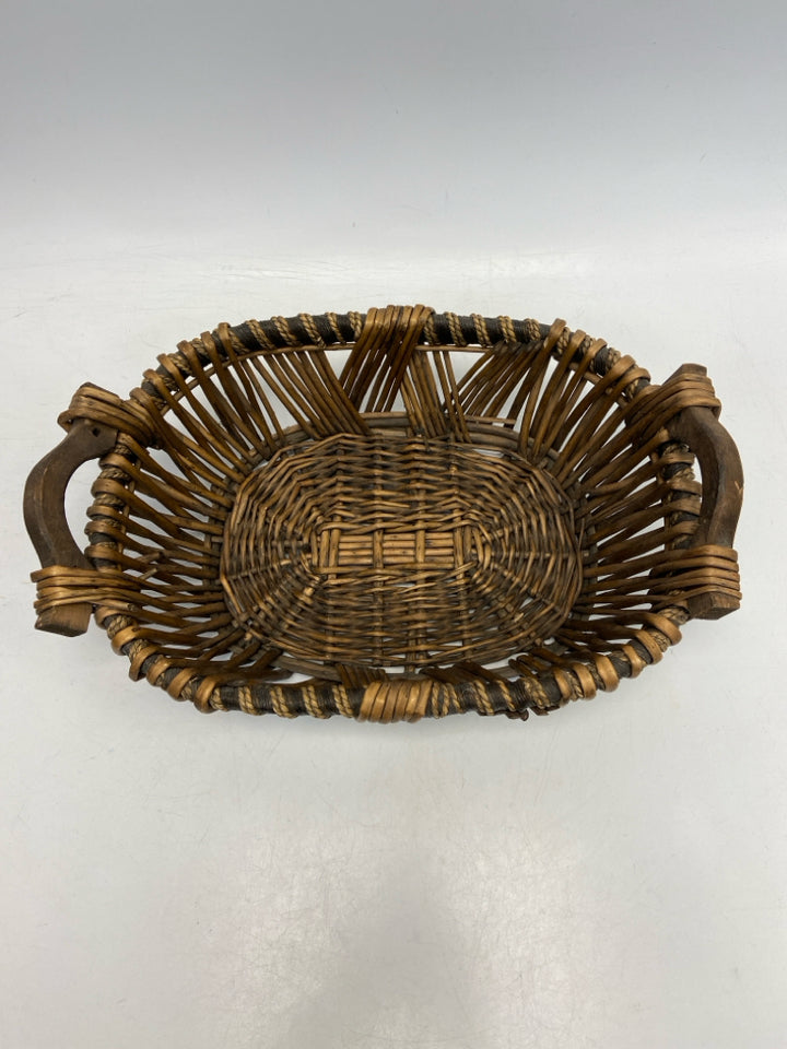 Brown Basketweave Wood Basket