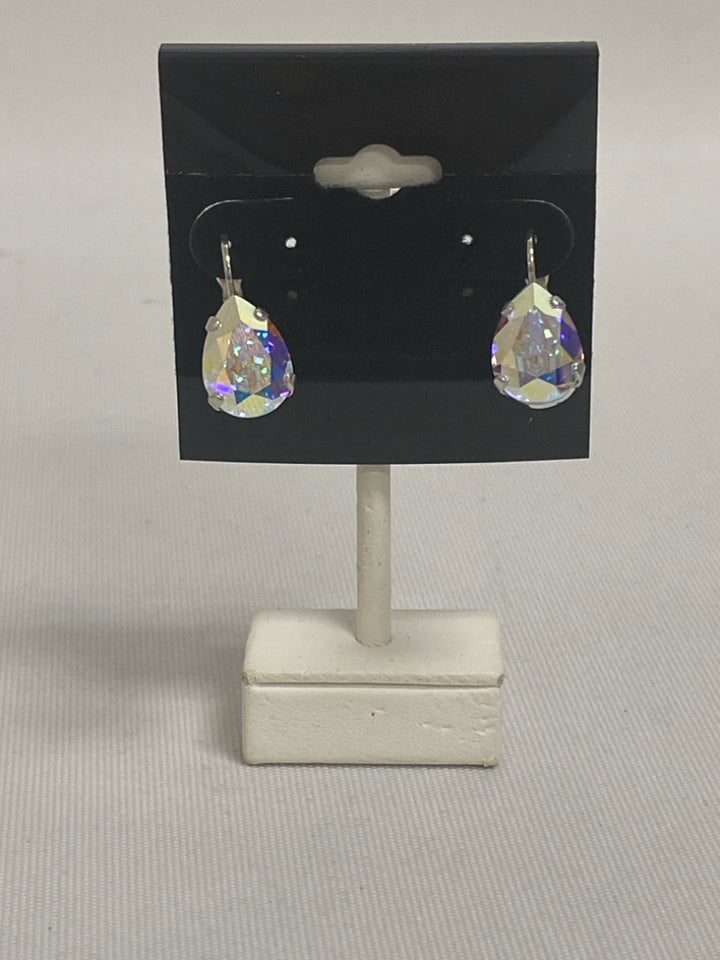 sabika Clear Silver Color Teardrop Earrings