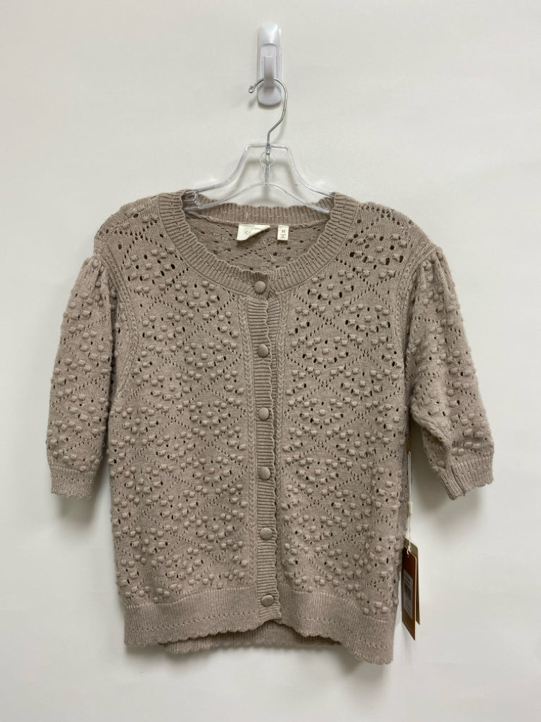 NWT cyrus Size M Taupe Swiss Dot Cardigan Crochet Ladies Sweater