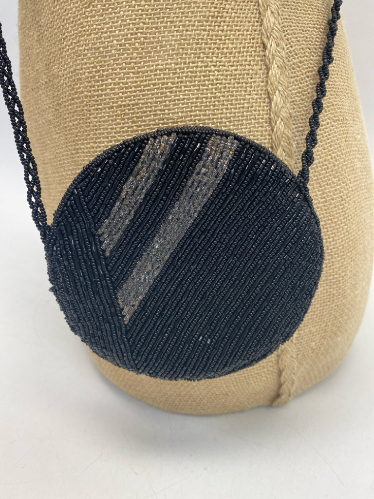 Black Gray Beaded Crossbody