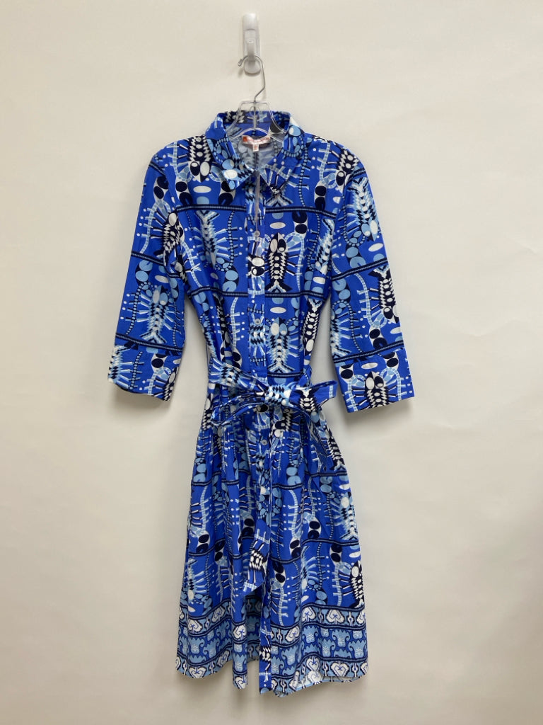 NWT Jude Connally Size XL Blue White/Navy Print Button Up Ladies Dress