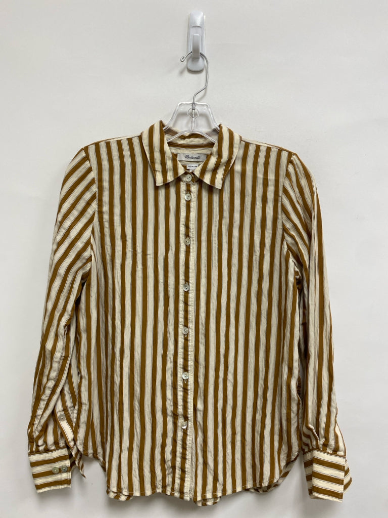 Madewell Size S Cream Brown Striped Ladies Top