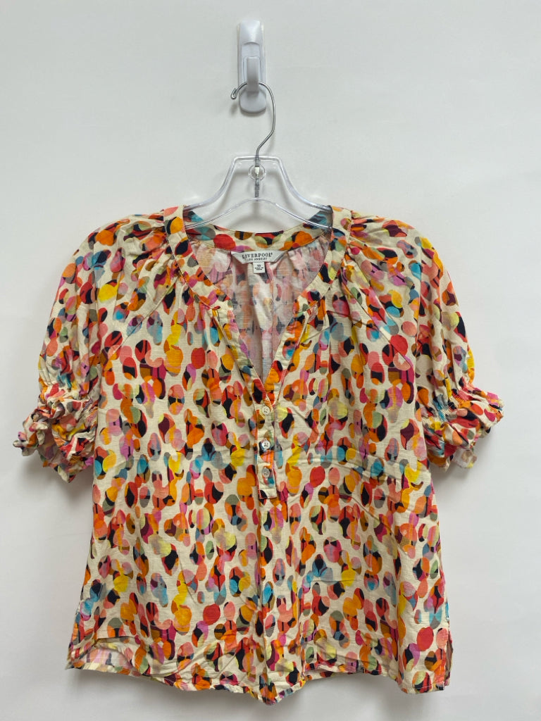 Liverpool Size XS Orange Multi Color Print Ladies Top