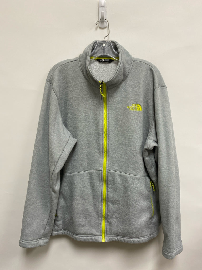 North Face Size L Gray Neon Yellow Trimmed Zip Down Men&