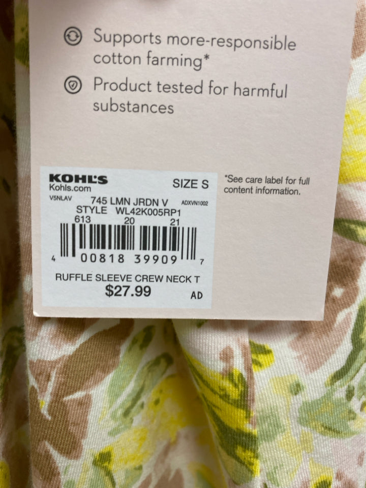 NWT Lauren Conrad Size S White Green/Yellow Flowers Sleeveless Ladies Top