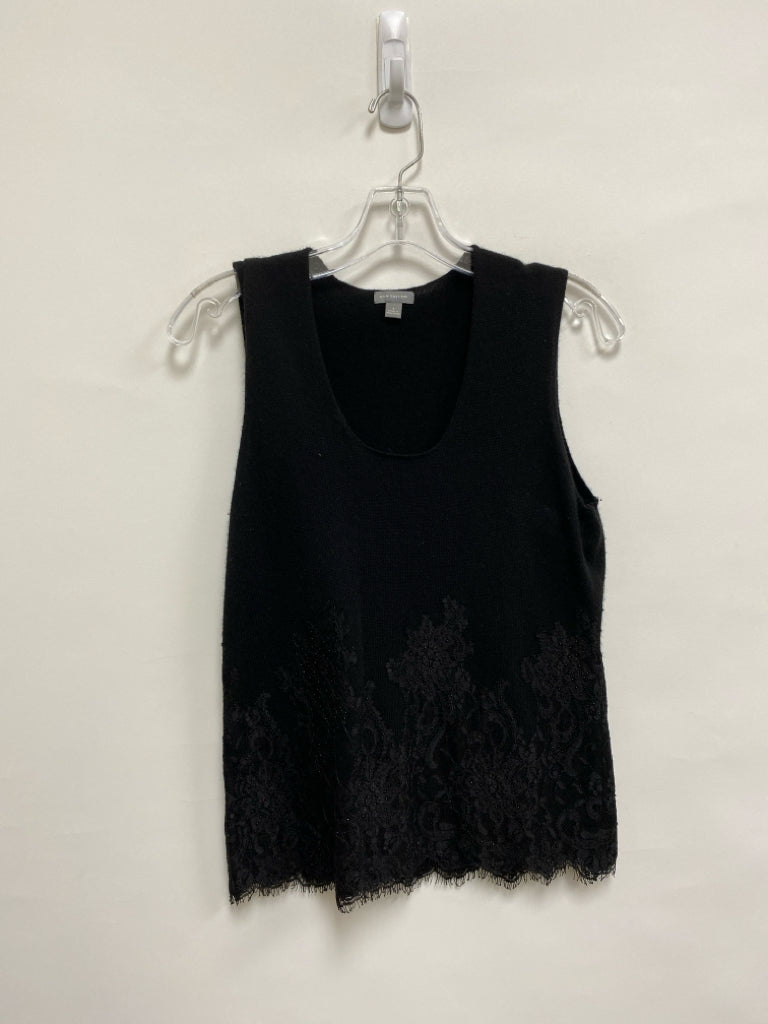 Ann Taylor Size S Black Beaded Sleeveless Cashmere Ladies Sweater