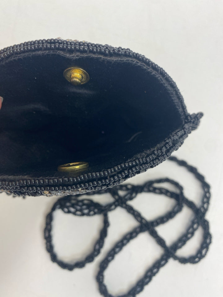 Black Gray Beaded Crossbody