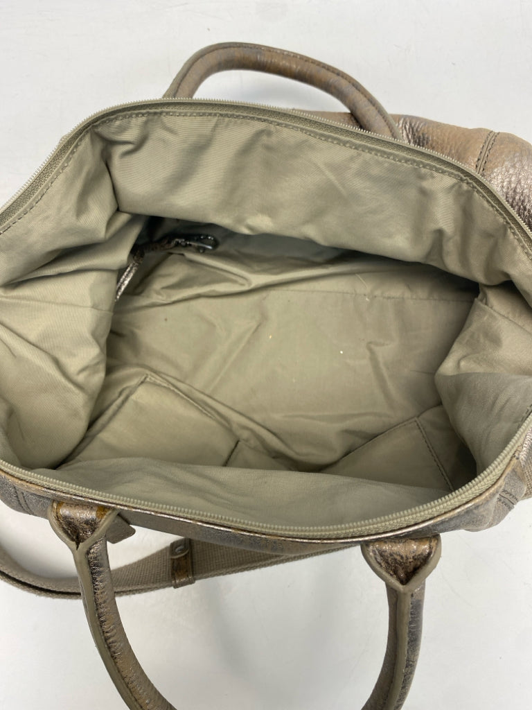 Ecco Brown Silver Metallic Handbag