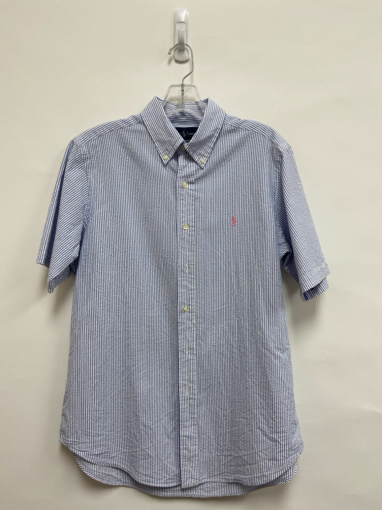 Ralph Lauren Size M Blue White Striped Button Up Men&