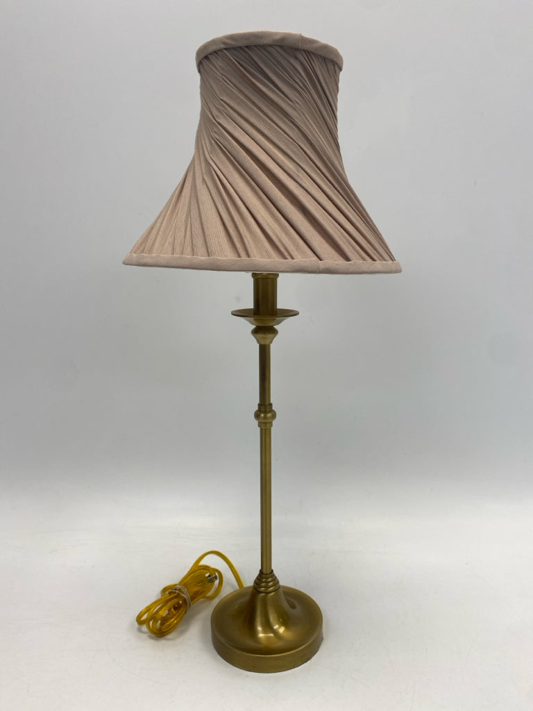 Gold Tan Pleated Metal Lamp