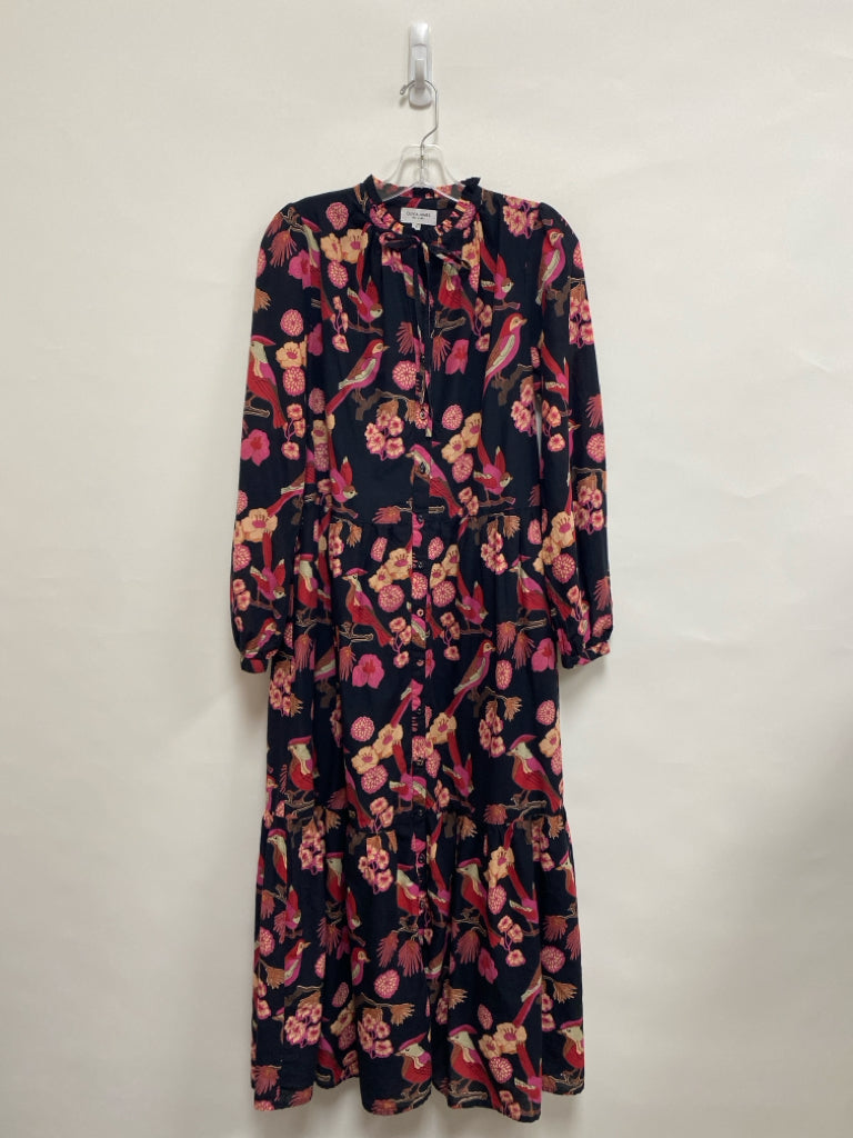 OLIVIA JAMES Size S Black Red/Pink Birds Ladies Dress