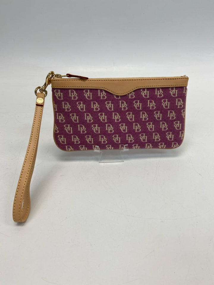 Dooney &amp; Bourke Plum Tan Signature Wristlet