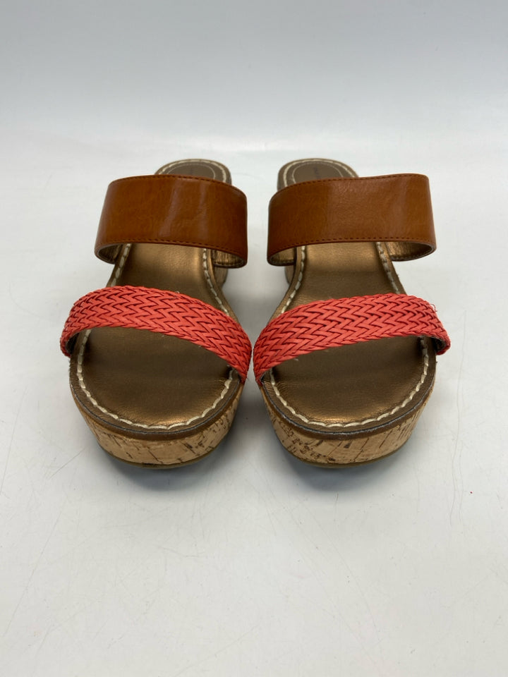 Lands End  Size 9 Coral Brown Sandals