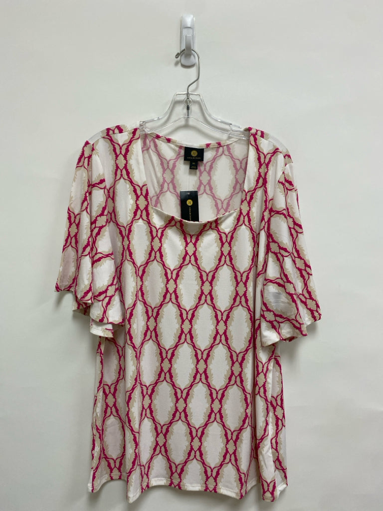 NWT JM Collection  SIZE  XXL White Pink/Tan Print Plus Size Top