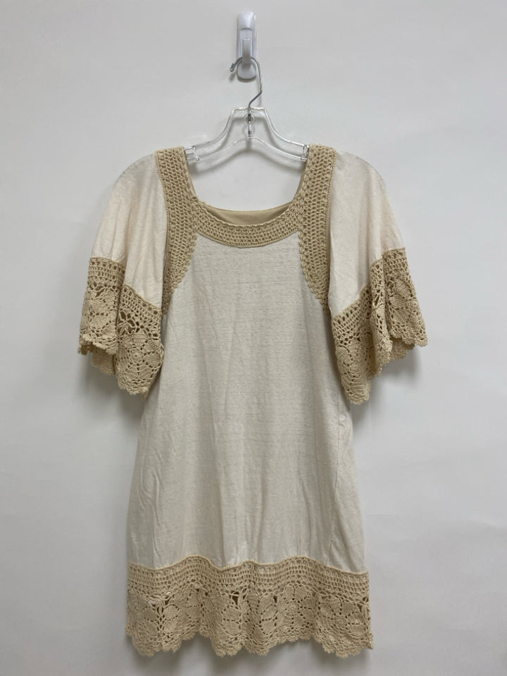 Judith March Size S Cream Beige Trimmed Crochet Ladies Dress