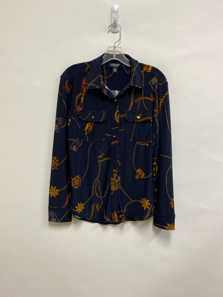 Lauren Ralph Lauren Size M Navy Brown Ropes Ladies Top