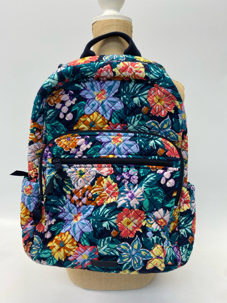 Vera Bradley Teal Green Multi Color Flowers Backpack