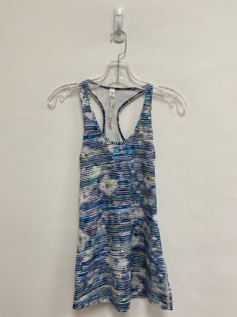 Lululemon Size 4 Blue/White Yellow/Multi Striped Tank Athletic Top