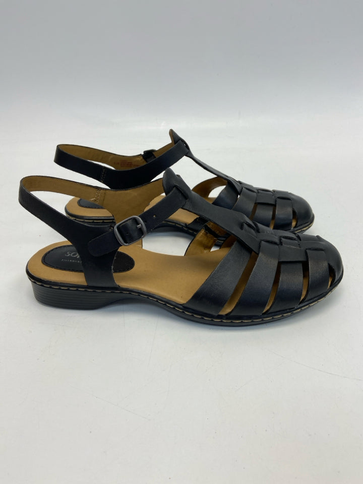 NWOT Softspots  Size 8.5 Black Woven Leather Sandals