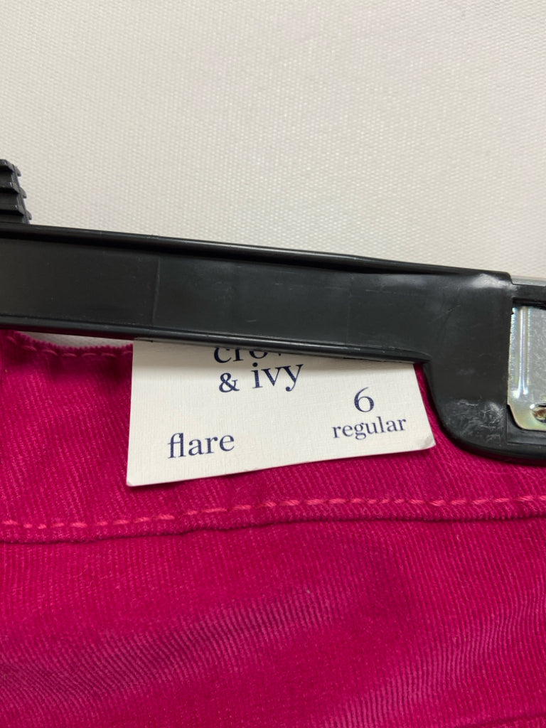 NWT Crown &amp; Ivy Size 6 Hot Pink Corduroy Ladies Pants